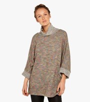 Apricot Multicoloured Fleck Knit Roll Neck Oversized Top